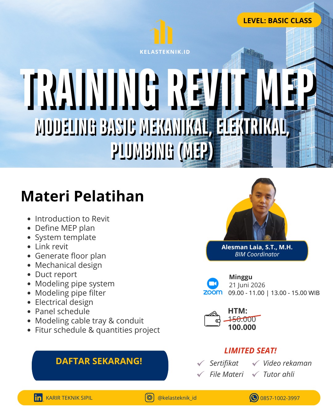 Rekaman training Rekaman — Training Revit MEP Online — Kursus Modeling Mekanikal, Elektrikal & Plumbing